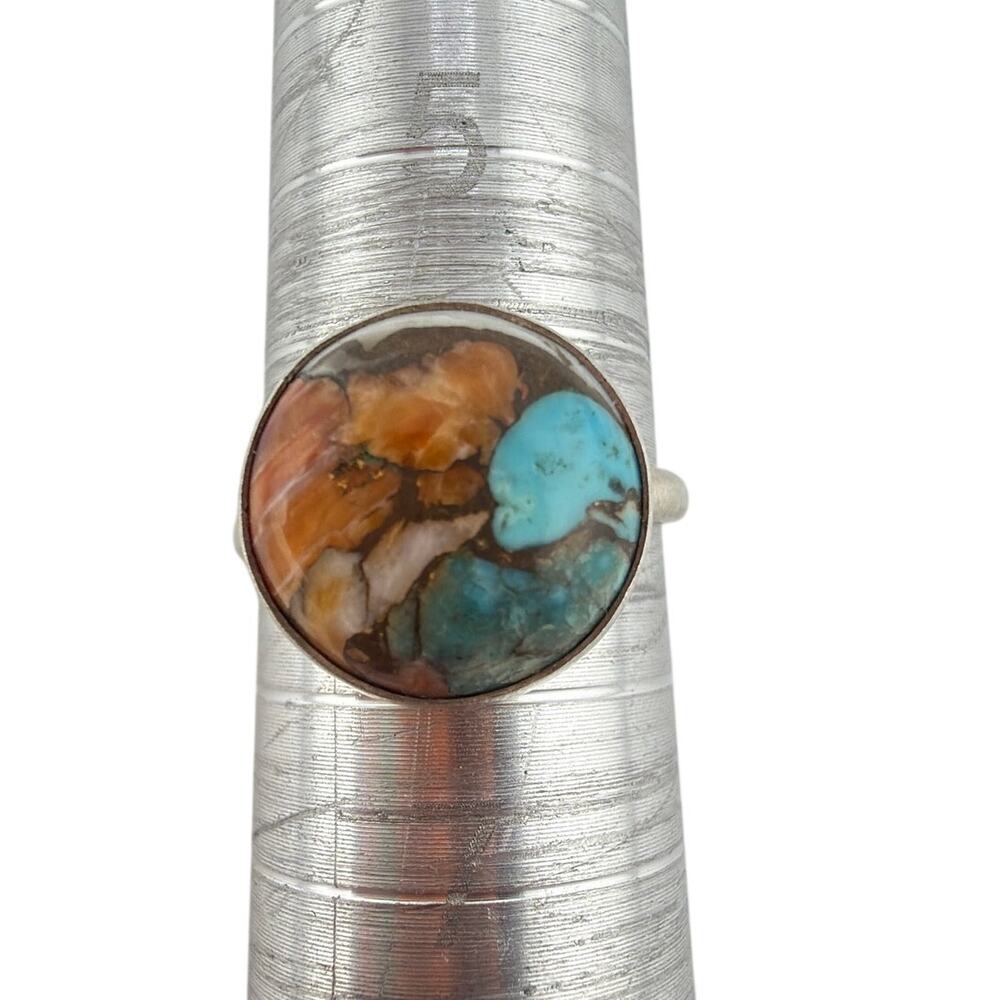 Sterling Silver Oyster Copper Turquoise Ring Size 6